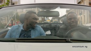 Femi played by Ikubese Emmanuel Ifeanyi returns to Lagos and is greeted by his best friend Ekene played by Okezie Morro in Shuga Series 3