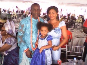 Elkanah Mowarin, wife and daughter