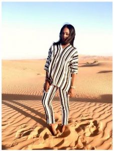 Tiwa basking in the Dubai desert sun 