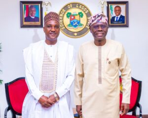 L-R: Federal House of Representatives Elects, Speakership Aspirant, Hon Tajudeen Abbas and Lagos State Governor, Mr Babajide Sanwo-Olu 